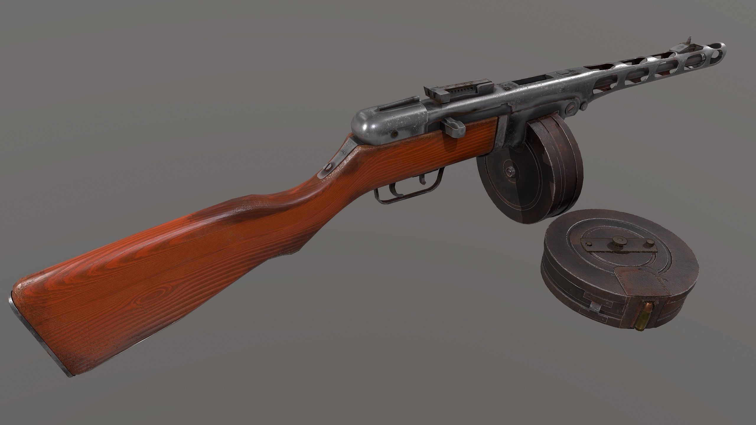 Ppsh-41 Low-poly 3D model_9