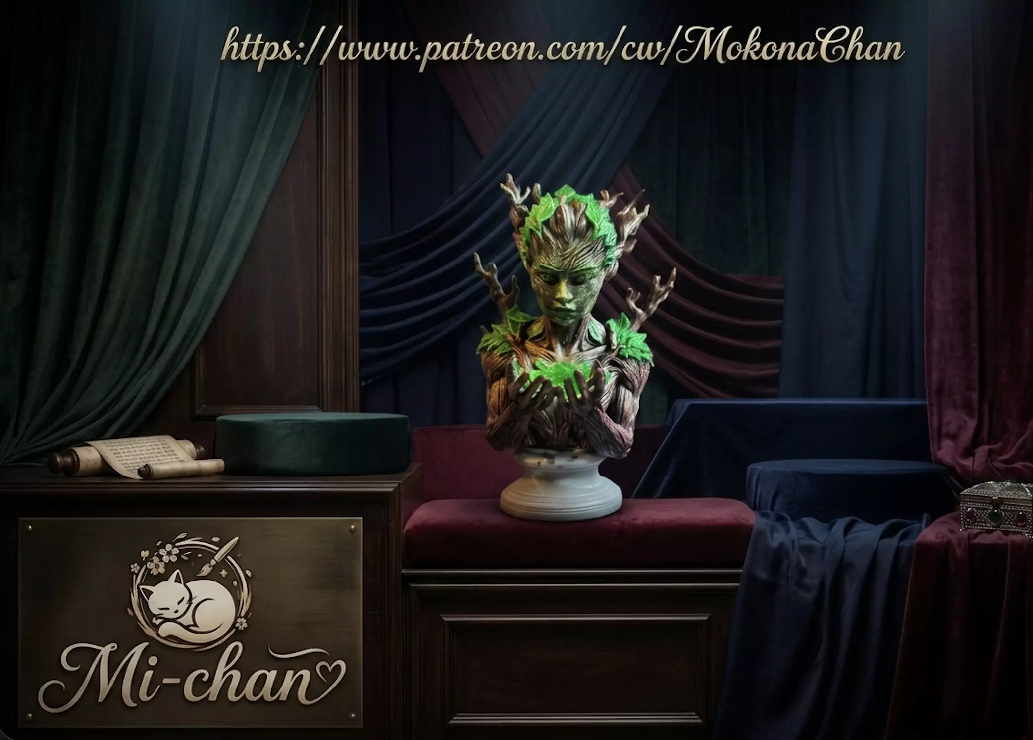 Dryad Bust Fantasy Nature Spirit Miniature 3D Print STL 3D print model