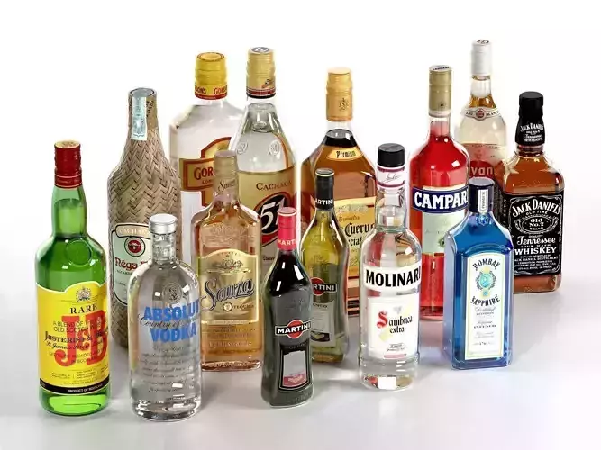 Collection of Alcoholic Drinks 3D model