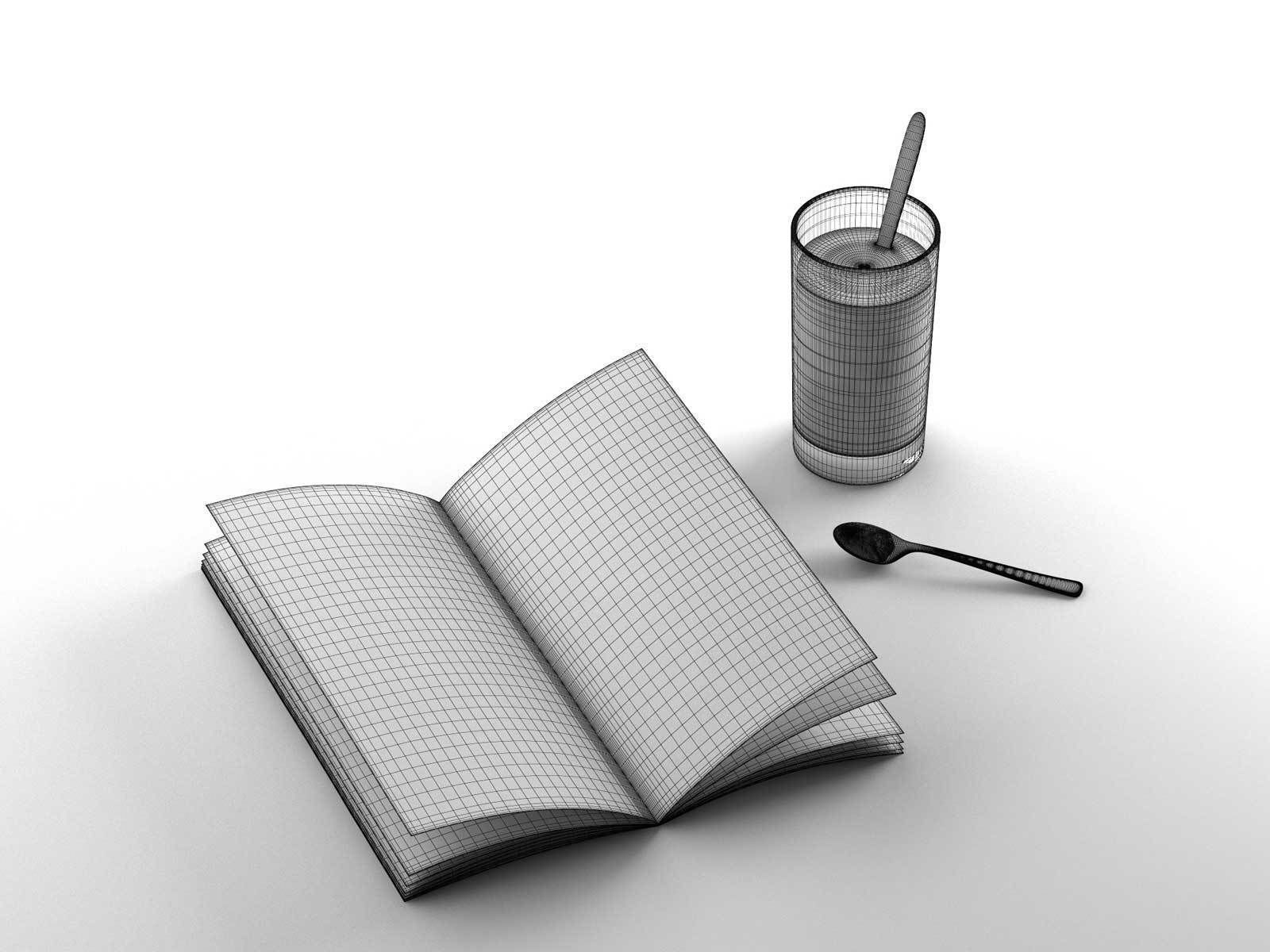 Composition Menu with Glass Free 3D model_1