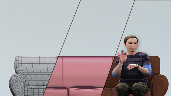 Low-Poly Big Bang Theory Couch Low-poly 3D model