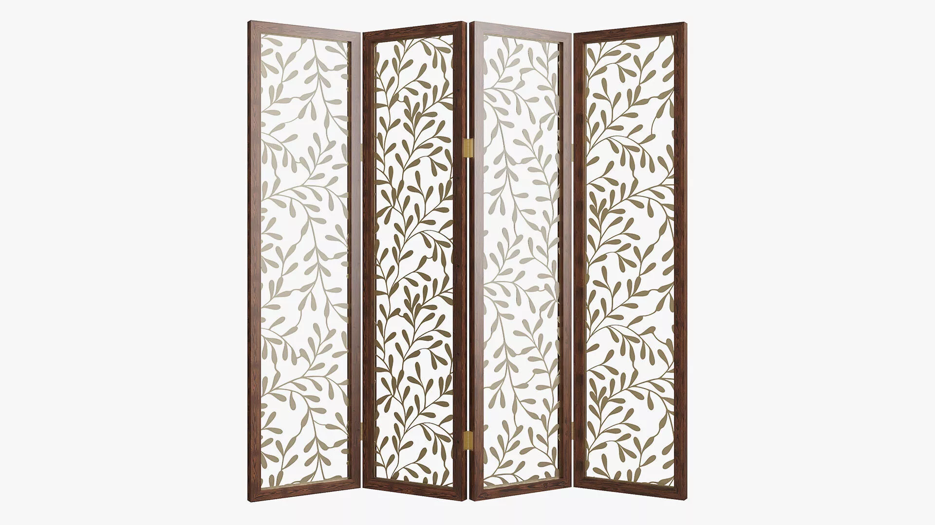 Four-leaf folding screen with a botanical ornament 3D model