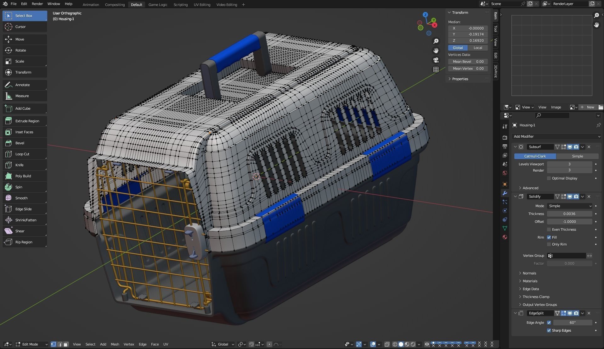 Pet carrier for traveling 3D model_14