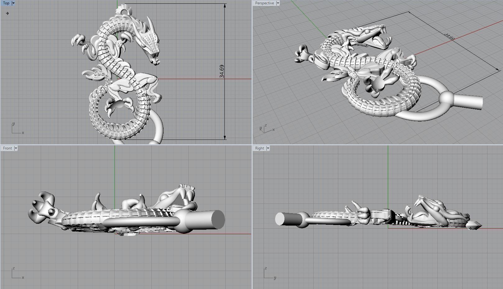 Model pendants dragon for 3D printing 3D print model_1