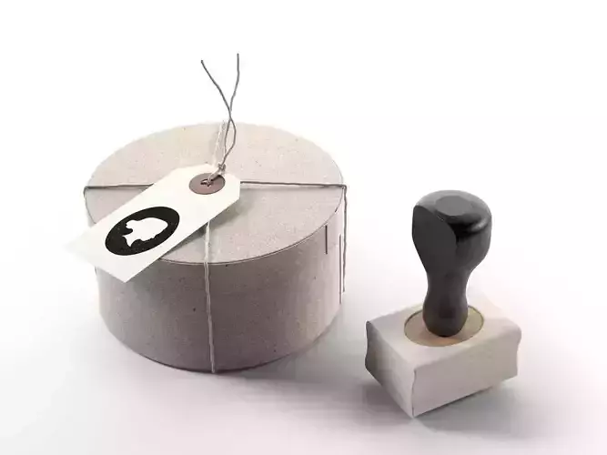Cylindrical Box with Stamp 3D model