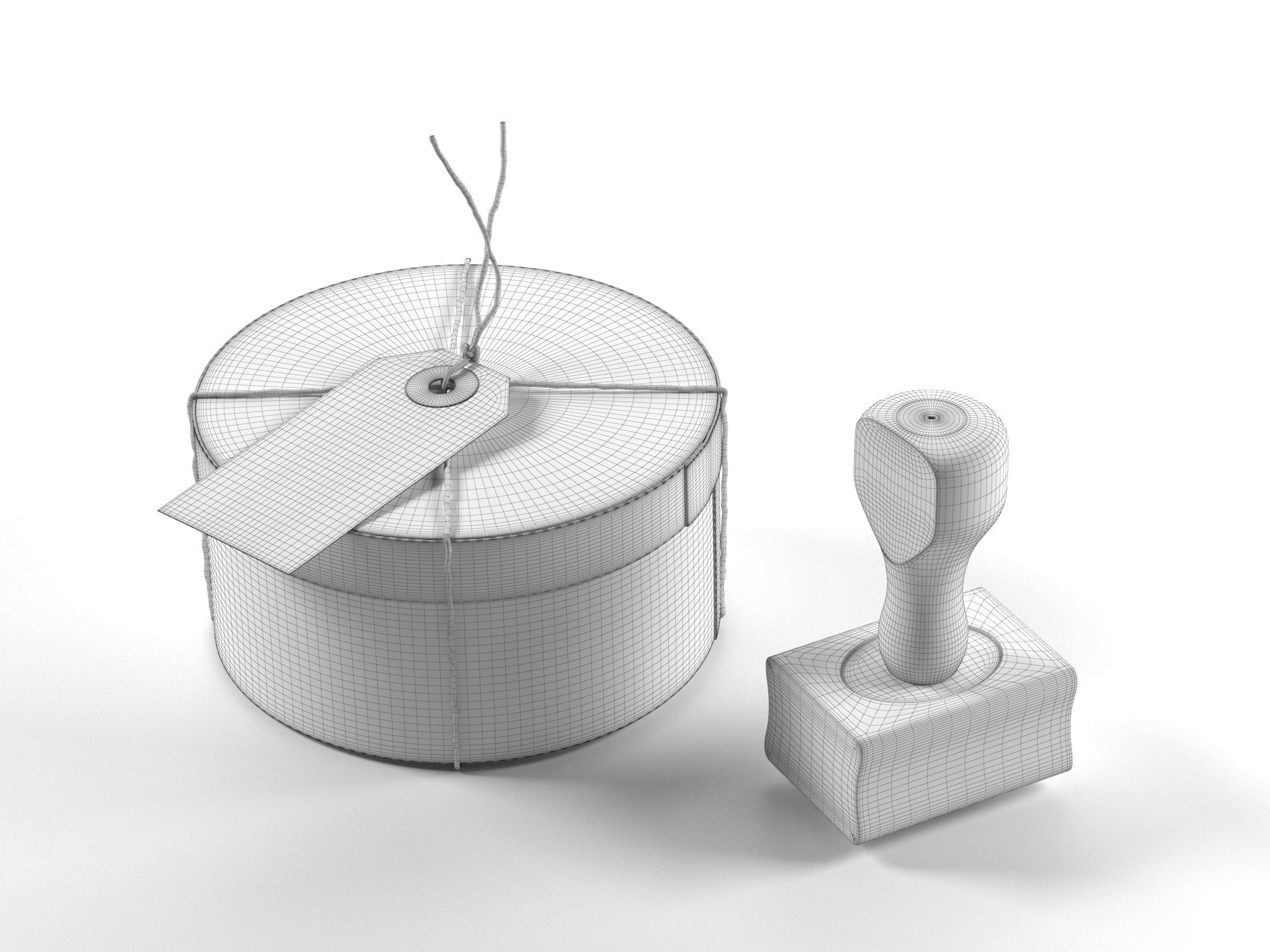 Cylindrical Box with Stamp 3D model_1