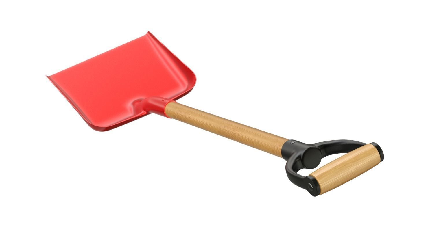 Red snow shovel 3D model_5