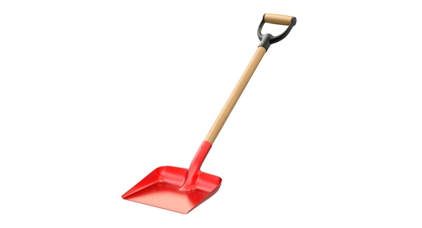Red snow shovel 3D model_0