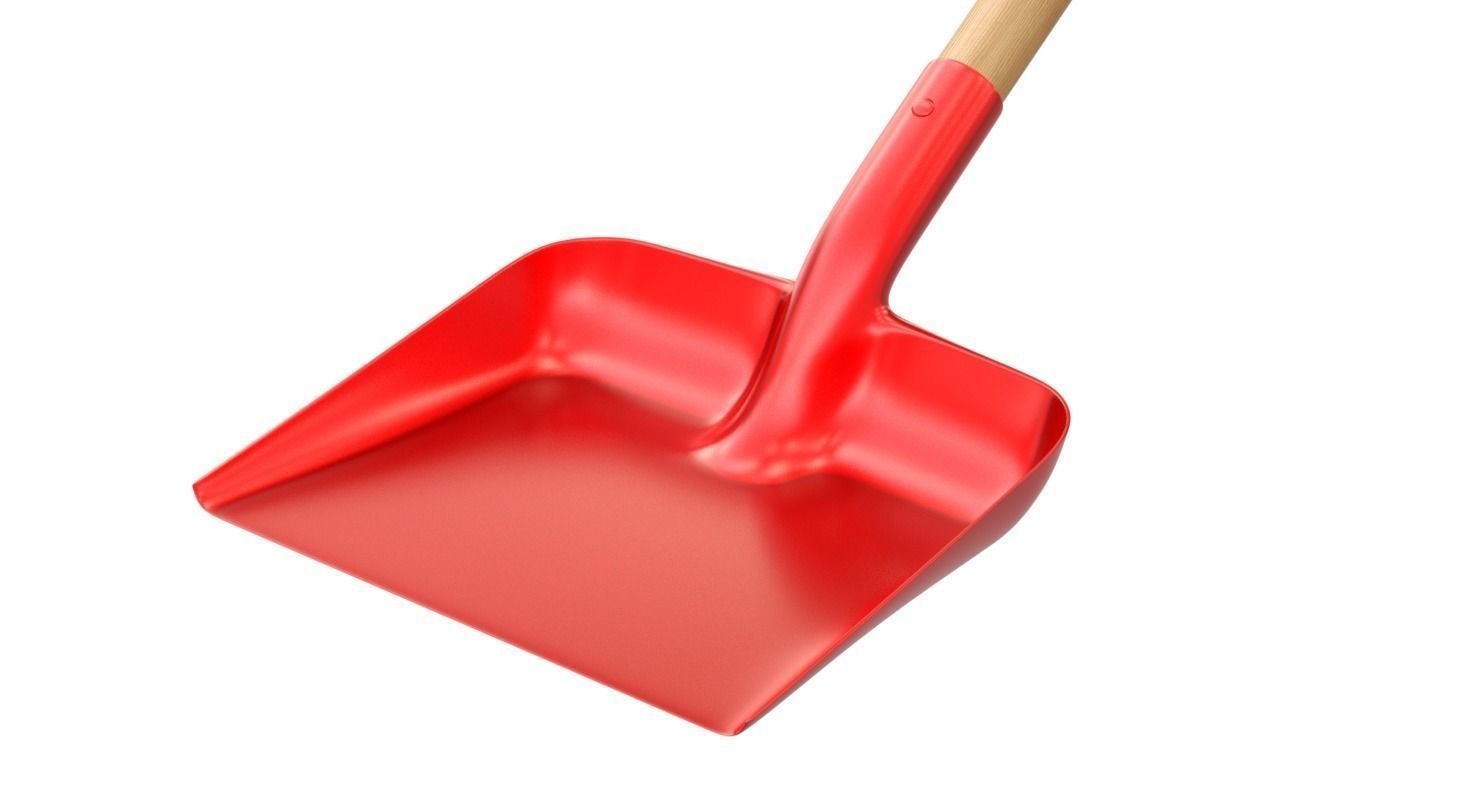 Red snow shovel 3D model_1