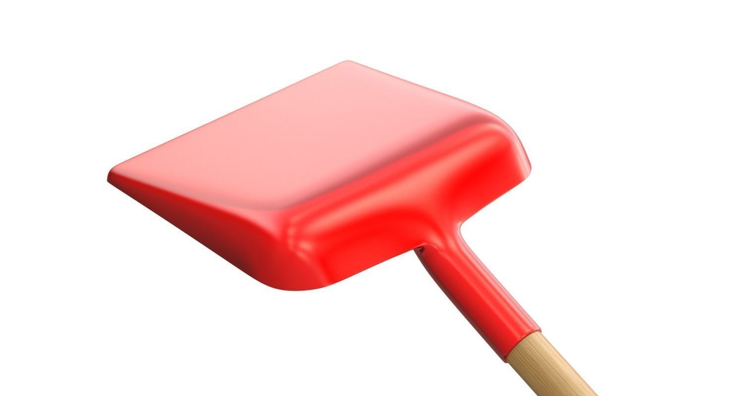 Red snow shovel 3D model_2