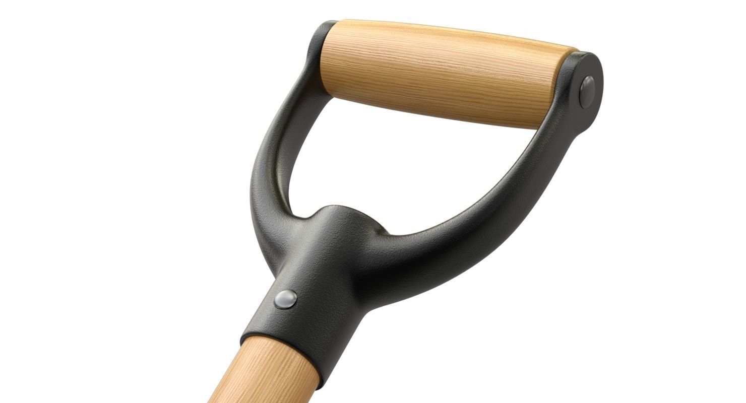 Red snow shovel 3D model_3