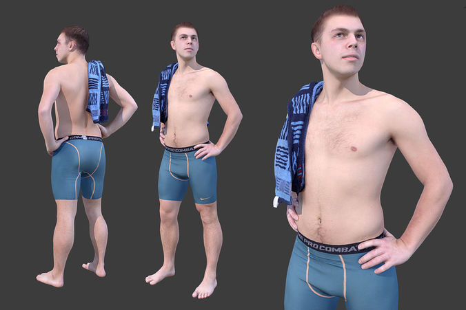 Man in Swimsuit Low-poly 3D model