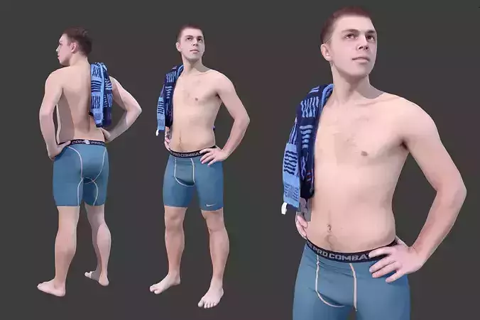 Man in Swimsuit Low-poly 3D model