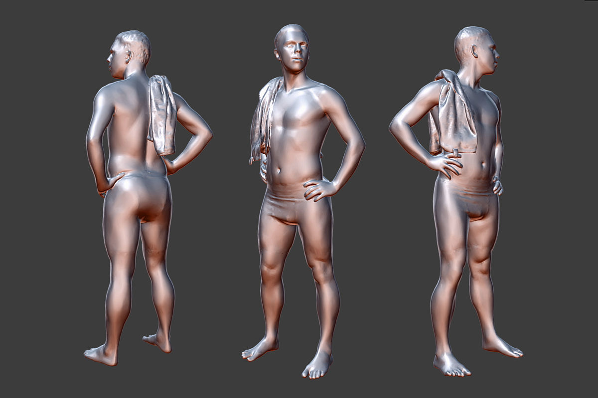 Man in Swimsuit Low-poly 3D model_5