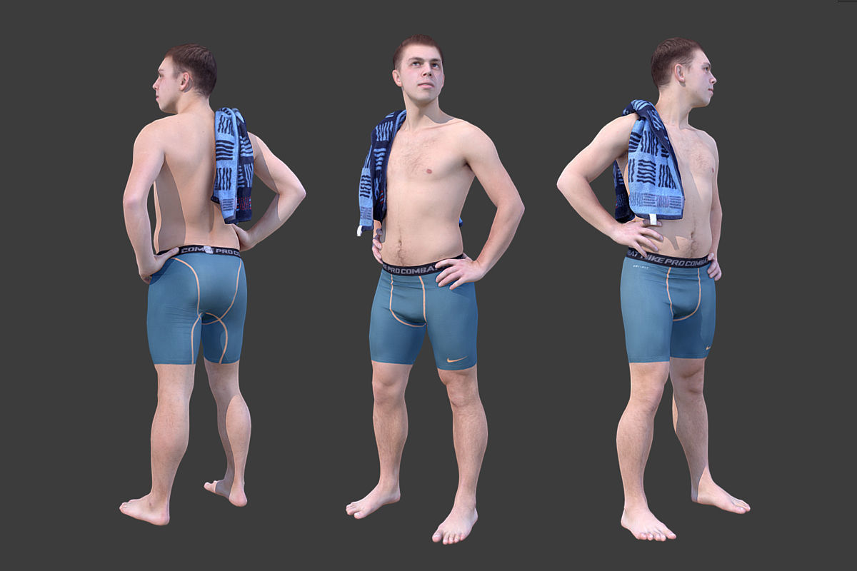Man in Swimsuit Low-poly 3D model_4