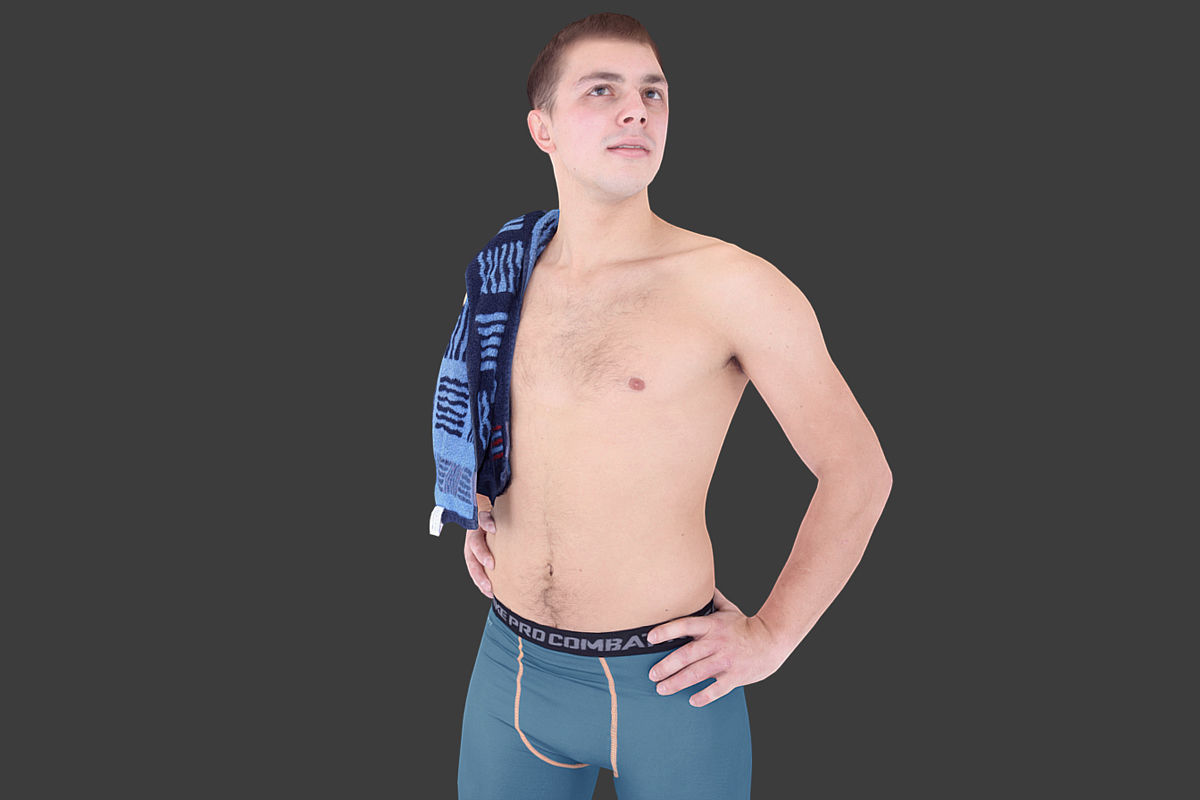 Man in Swimsuit Low-poly 3D model_1