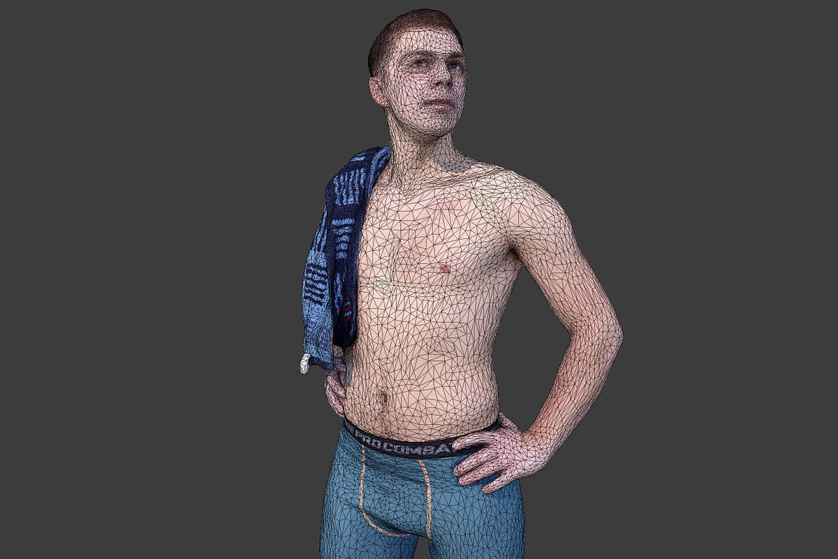 Man in Swimsuit Low-poly 3D model_2
