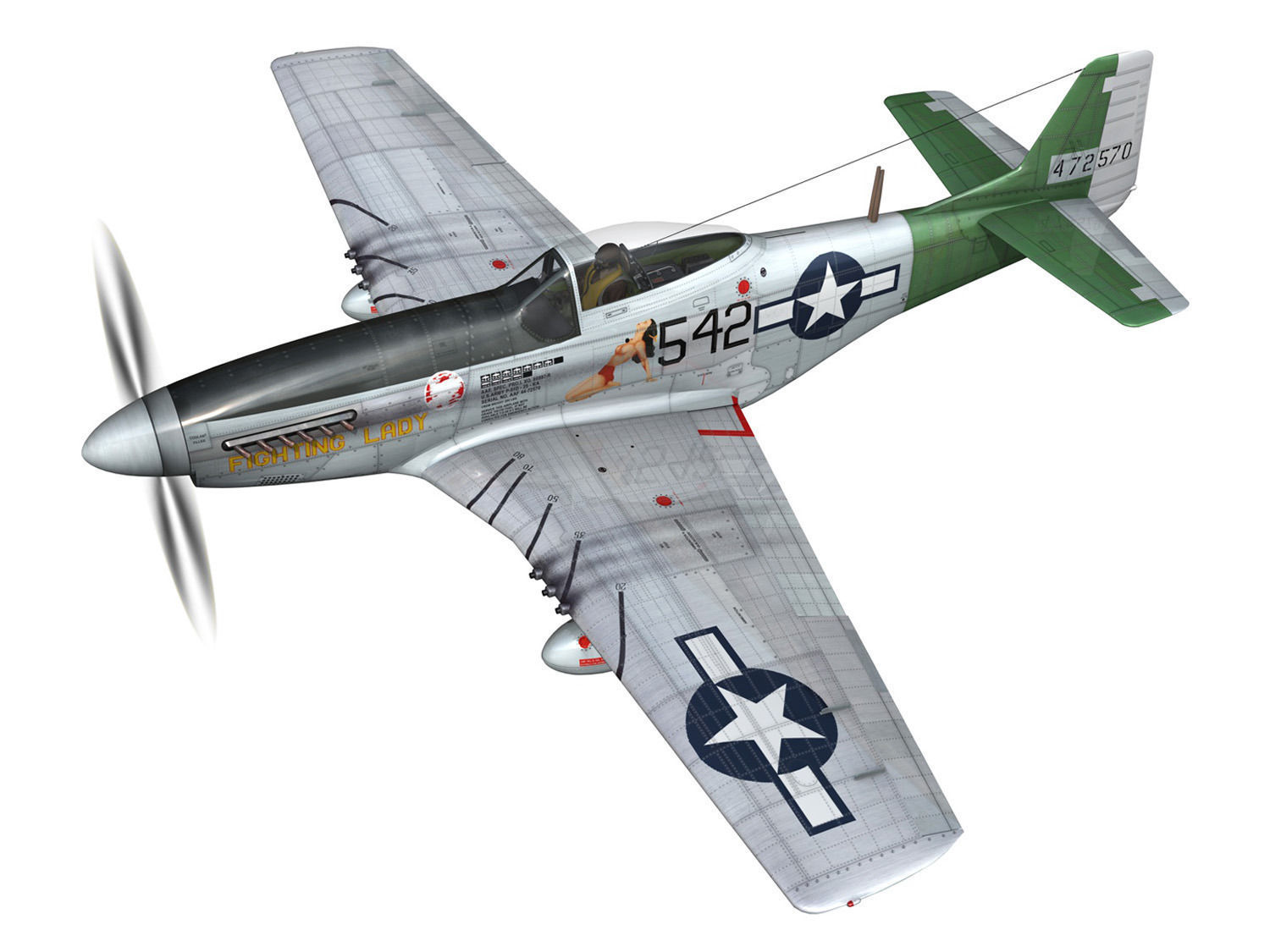 North American P-51D Mustang - Fighting Lady 3D model_2