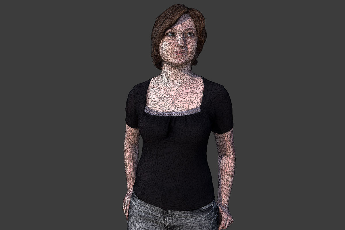 Casual Girl Low-poly 3D model_2