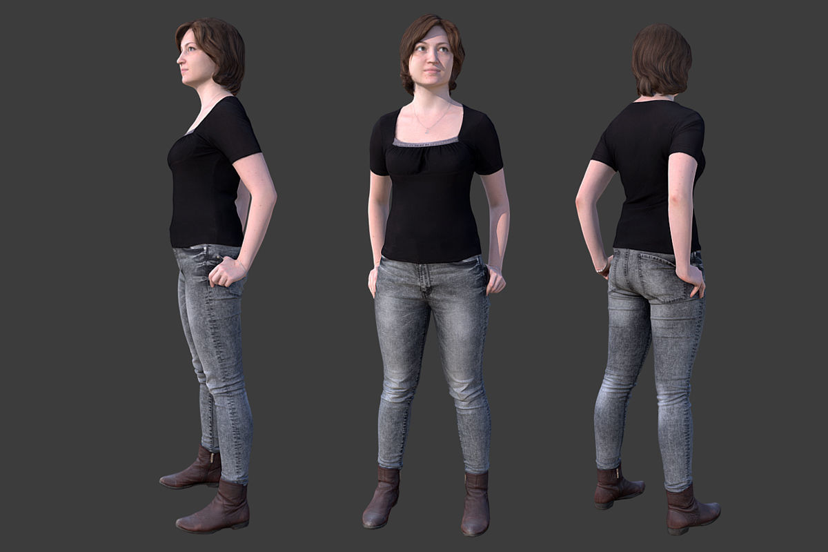 Casual Girl Low-poly 3D model_4