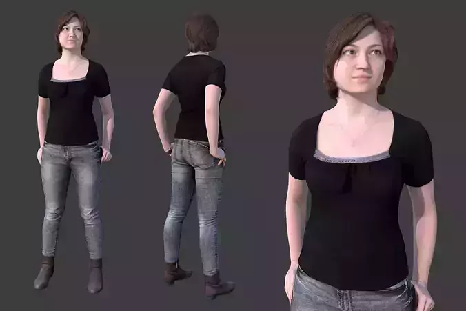 Casual Girl Low-poly 3D model