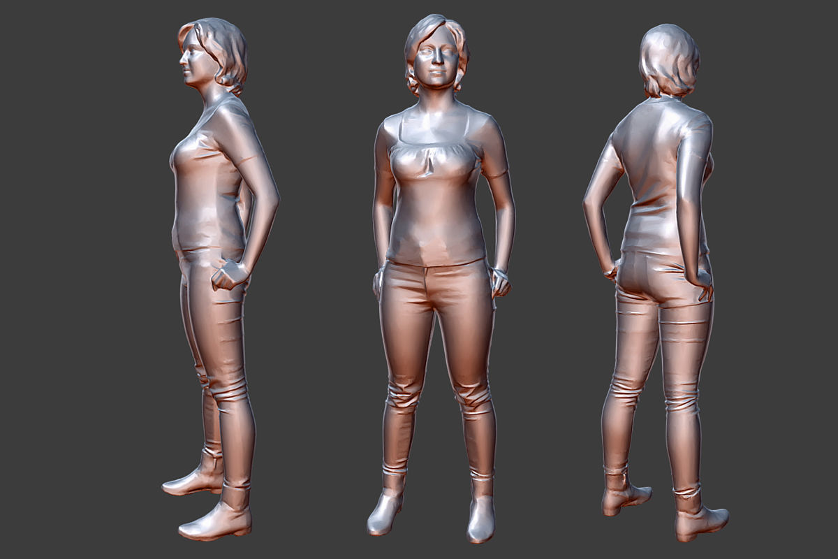 Casual Girl Low-poly 3D model_5