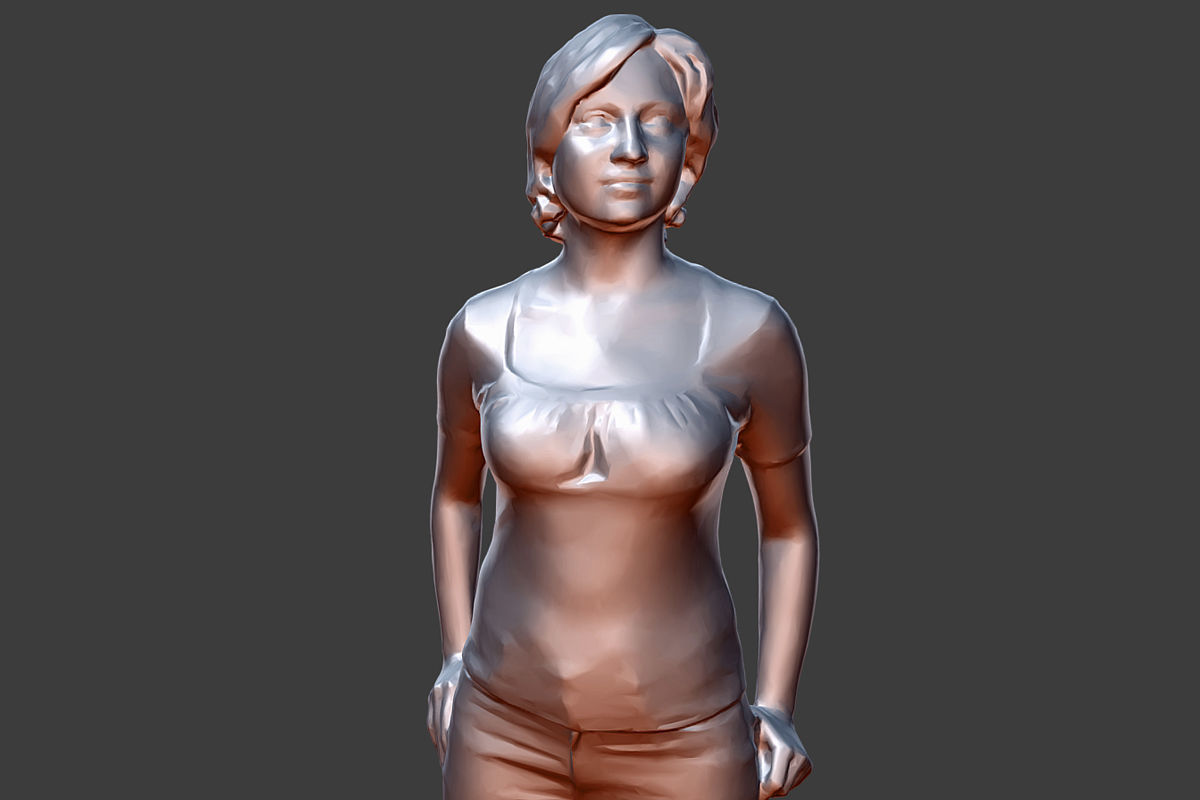 Casual Girl Low-poly 3D model_3
