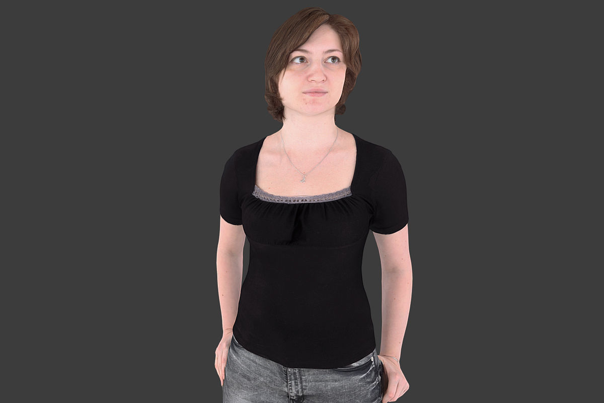Casual Girl Low-poly 3D model_1