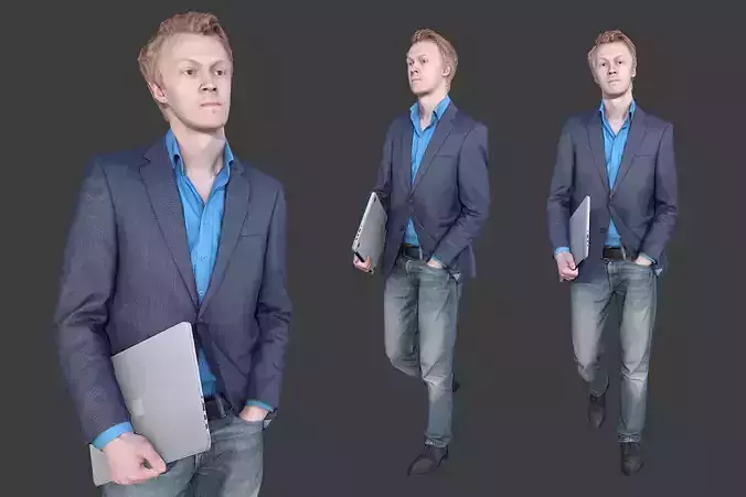 Businessman Walking Low-poly 3D model