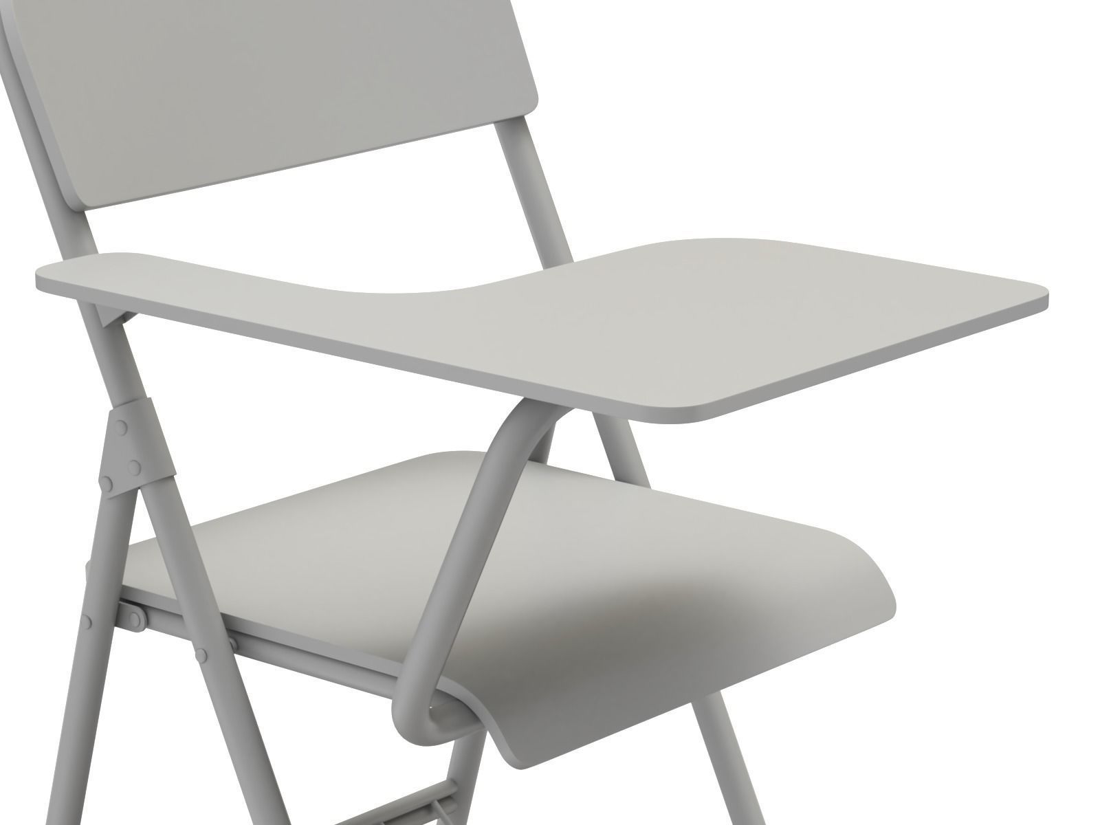 Wooden student chair with desk and armrest  3D model_14