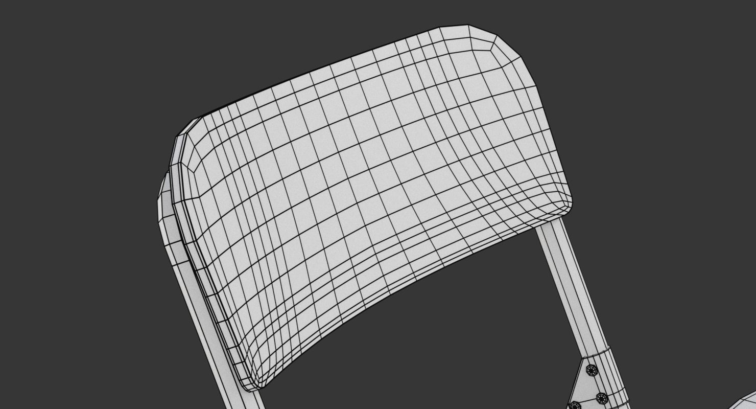 Wooden student chair with desk and armrest  3D model_20