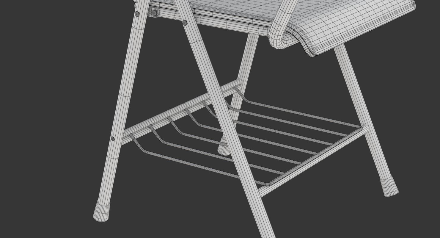 Wooden student chair with desk and armrest  3D model_24