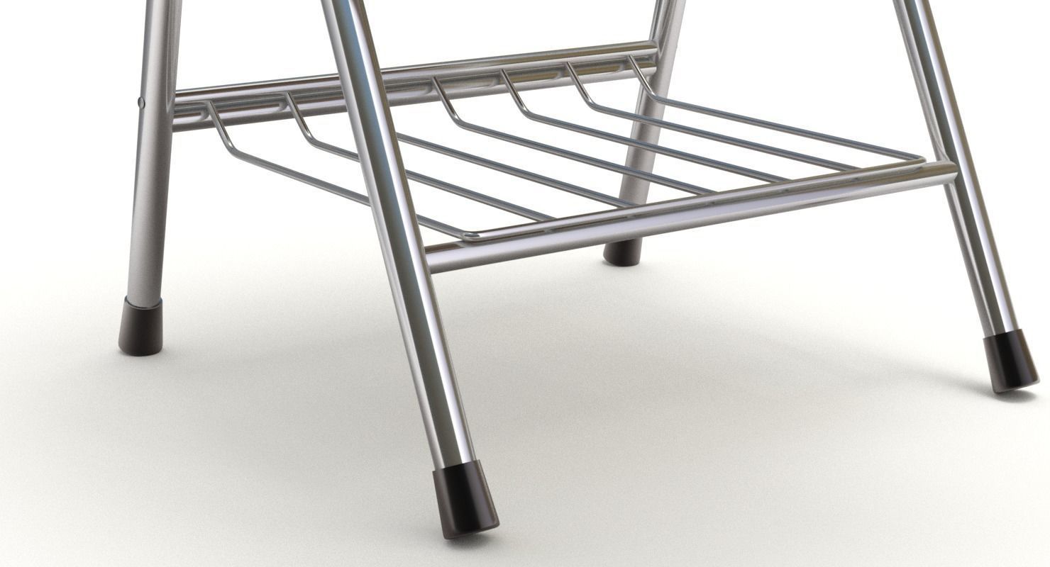 Wooden student chair with desk and armrest  3D model_5