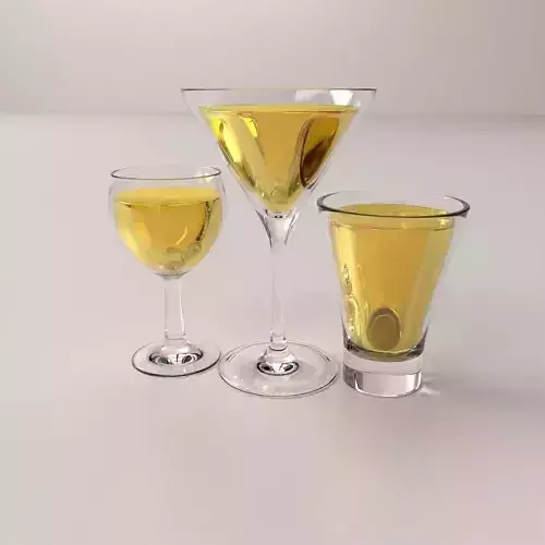 Drink Set three glasses of liquid