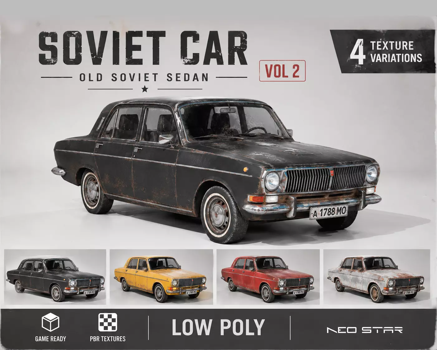 Old Soviet Car Vol 2 Low-poly 3D model