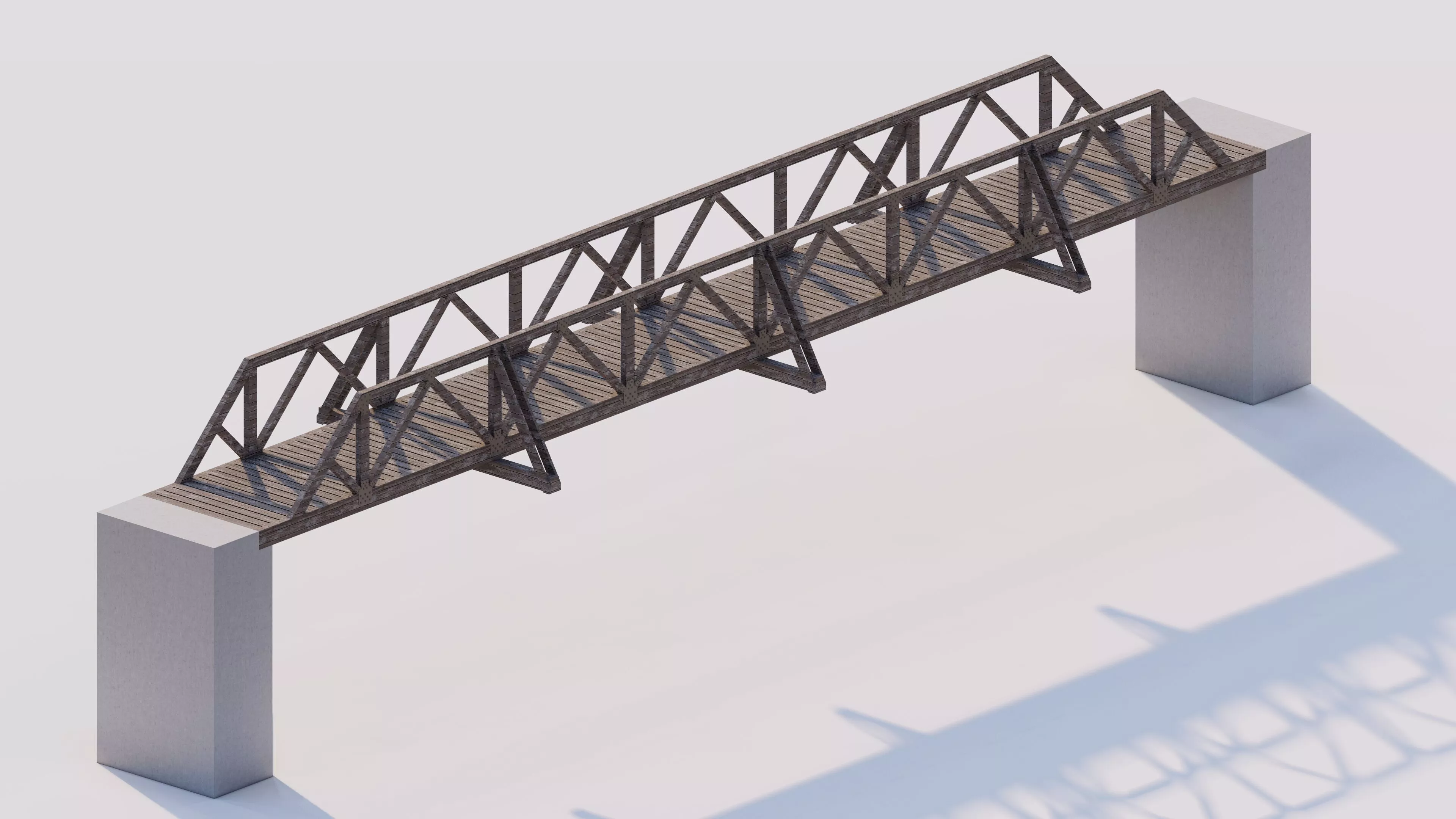 Structural engineering of wood bridge structure 3D model