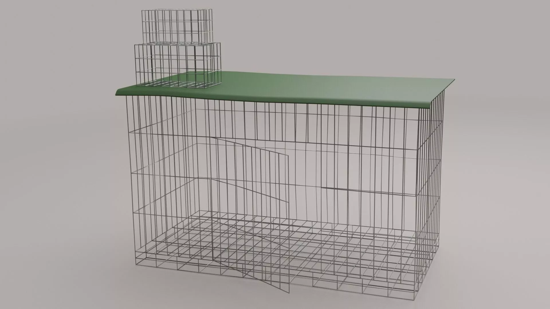 Metal pet cage wire cage green roof transport cage Free 3D model