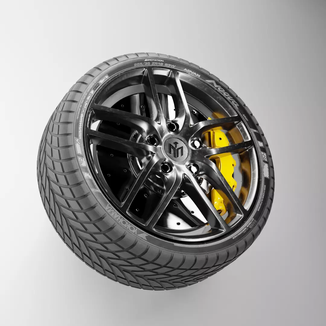 Custom Forged alloy wheel assembly 3D model