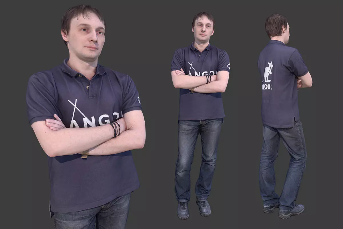 Casual Man Low-poly 3D model_0