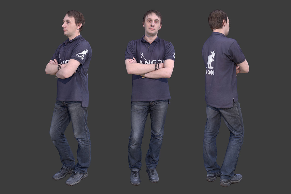 Casual Man Low-poly 3D model_4