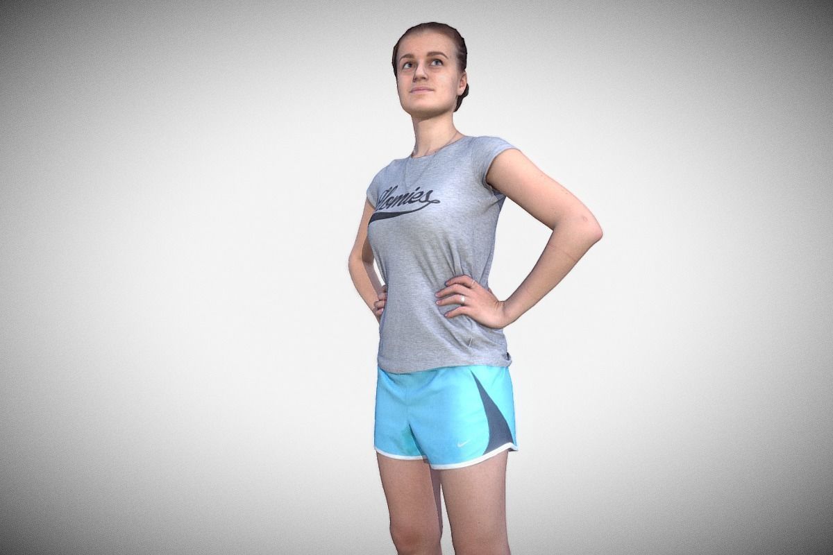 Sports Girl Low-poly 3D model_16
