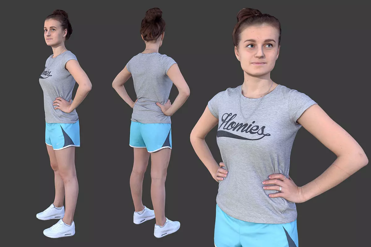 Sports Girl Low-poly 3D model_0
