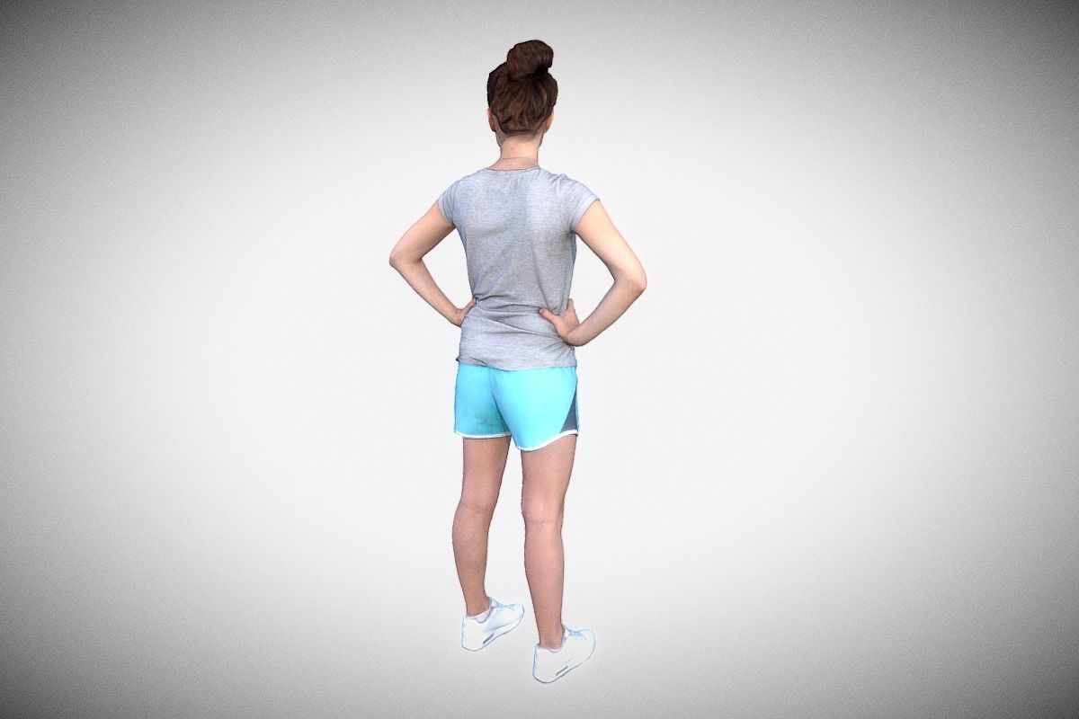 Sports Girl Low-poly 3D model_14