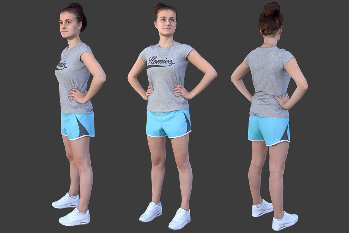 Sports Girl Low-poly 3D model_4