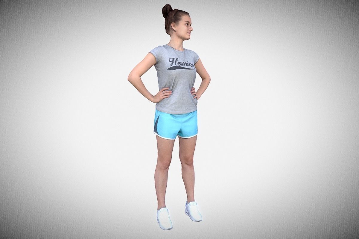 Sports Girl Low-poly 3D model_12