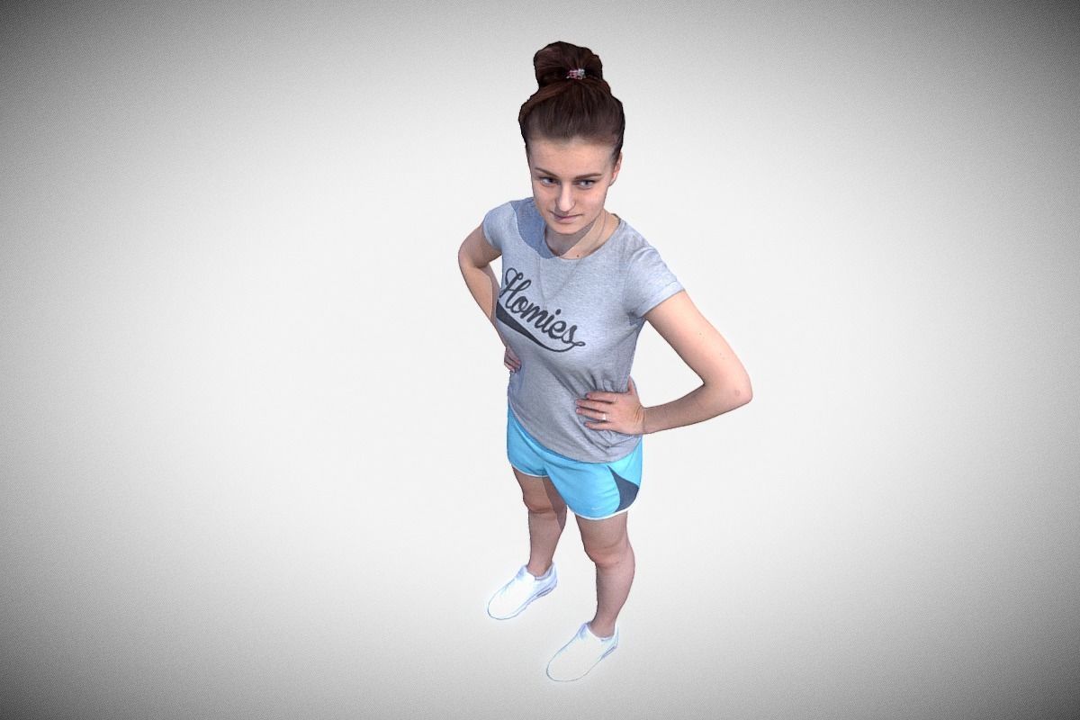 Sports Girl Low-poly 3D model_15