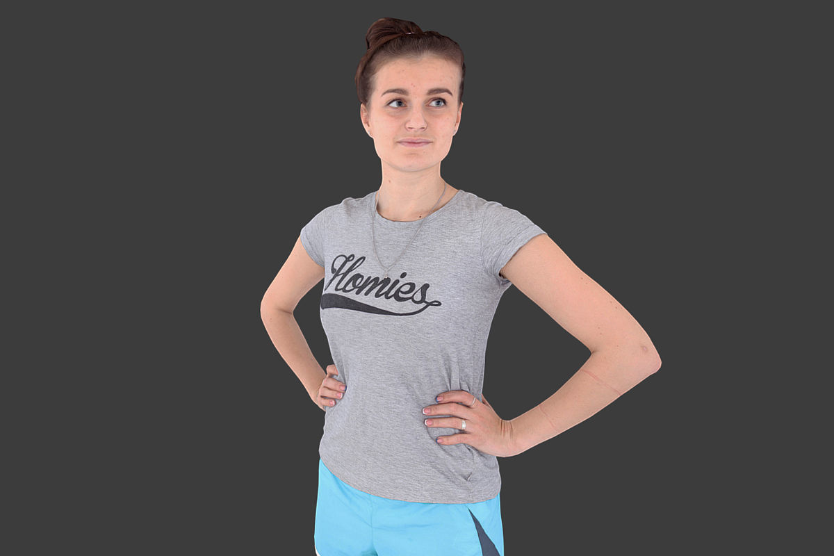 Sports Girl Low-poly 3D model_1