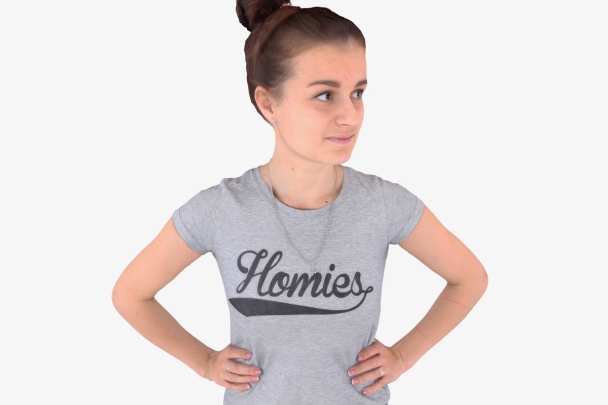 Sports Girl Low-poly 3D model_7