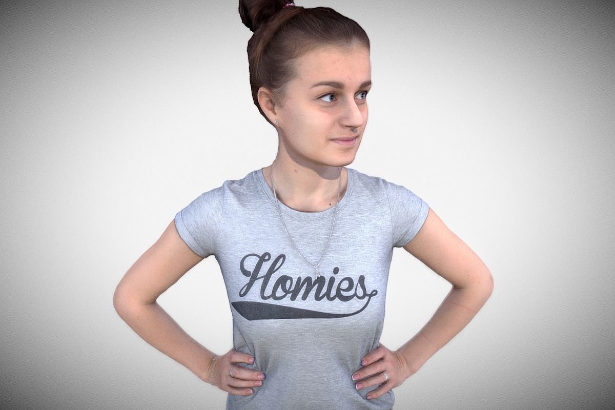 Sports Girl Low-poly 3D model_6