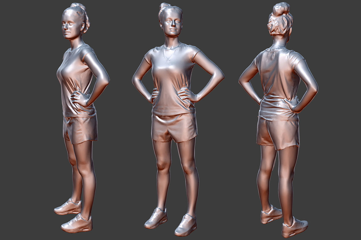 Sports Girl Low-poly 3D model_5